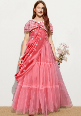 Picture of Well Formed Net Light Coral Kids Gown