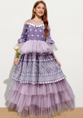 Picture of Stunning Net Violet Kids Gown