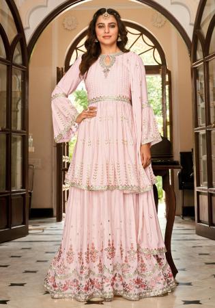 Picture of Magnificent Chiffon Pink Straight Cut Salwar Kameez