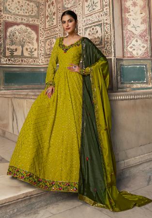 Picture of Alluring Georgette Olive Party Wear Gown