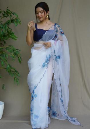 Picture of Pleasing Organza Ghost White Saree