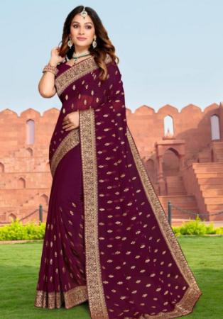 Picture of Excellent Georgette Saddle Brown Saree