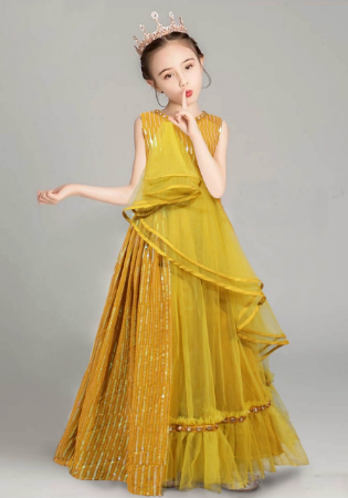 Picture of Admirable Georgette Golden Rod Kids Gown
