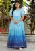 Picture of Magnificent Cotton Sky Blue Readymade Gown