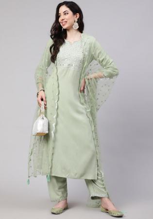 Party wear Frock Style Short Kurti in Green with Designer Sleeves