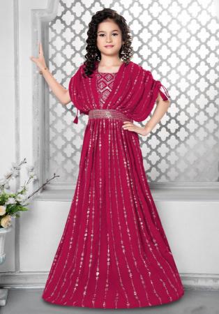 Picture of Ideal Georgette Deep Pink Kids Gown