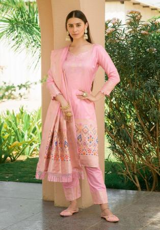 Buy Koskii Yellow Bandhani Semi Crepe Readymade Salwar Suit (Set of 3)  online