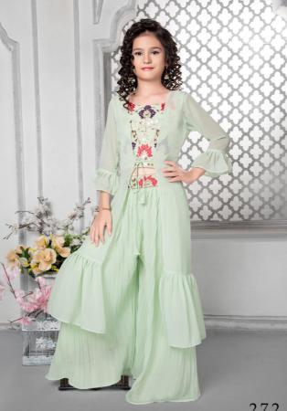 Picture of Shapely Georgette Off White Kids Gown