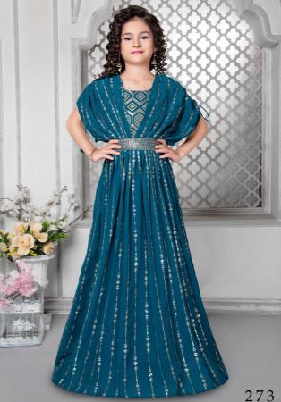 Picture of Fascinating Georgette Teal Kids Gown