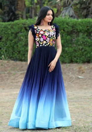 Picture of Radiant Georgette Midnight Blue Readymade Gown