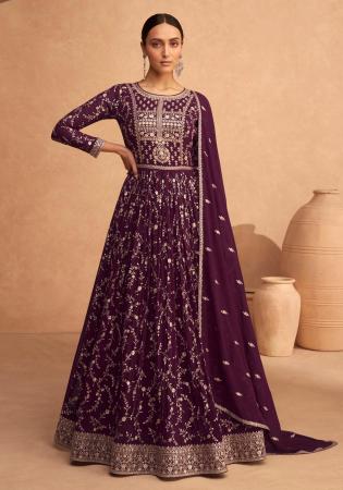 Picture of Beauteous Georgette Saddle Brown Readymade Gown