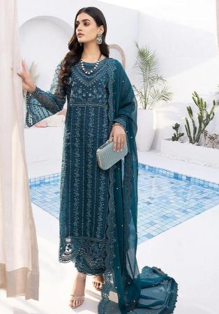 Picture of Splendid Organza Midnight Blue Anarkali Salwar Kameez