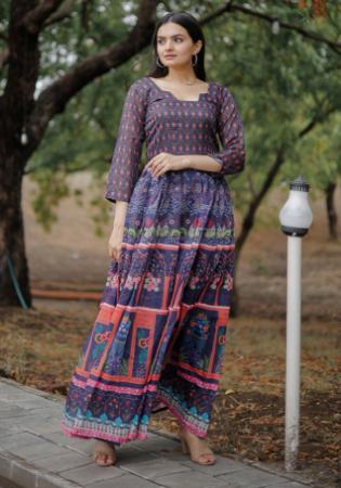 Picture of Excellent Chiffon Steel Blue Kurtis & Tunic