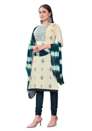 Picture of Charming Cotton Off White Straight Cut Salwar Kameez
