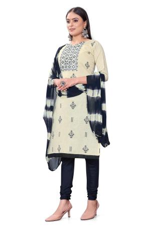 Picture of Exquisite Cotton Off White Straight Cut Salwar Kameez