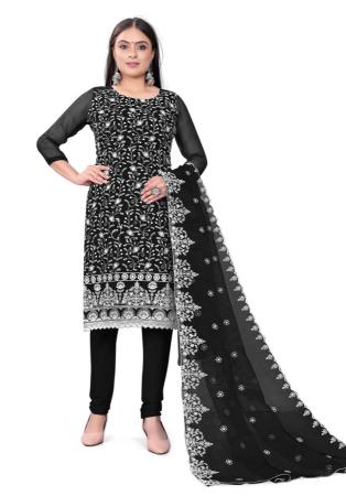 Picture of Comely Organza Black Straight Cut Salwar Kameez