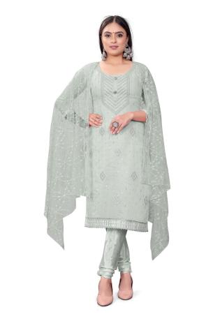 Picture of Lovely Cotton Gainsboro Straight Cut Salwar Kameez