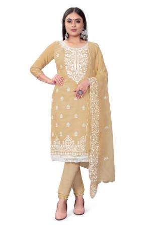 Picture of Grand Cotton Burly Wood Straight Cut Salwar Kameez