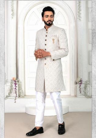 Picture of Elegant Silk Off White Indo Western