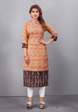Picture of Marvelous Silk & Organza Burly Wood Kurtis And Tunic