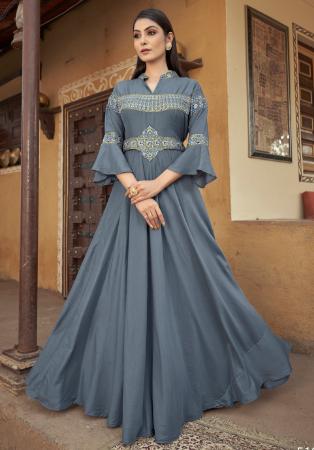 Picture of Nice Satin Slate Grey Readymade Gown