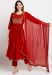 Picture of Rayon & Cotton Maroon Readymade Salwar Kameez