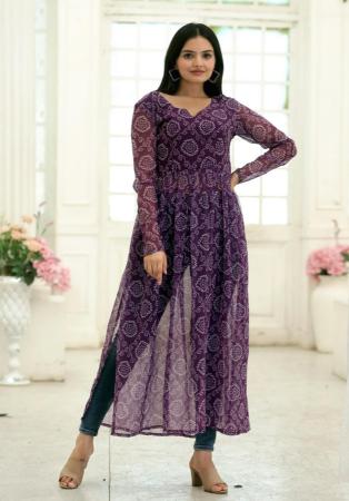 Picture of Magnificent Georgette Dark Slate Blue Kurtis & Tunic