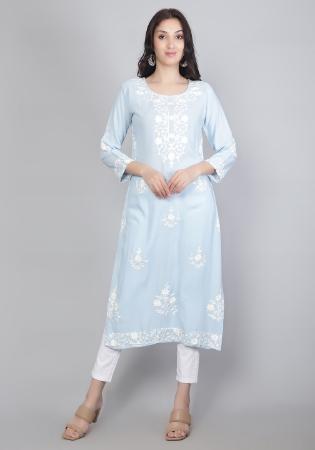 Picture of Good Looking Rayon Lavender Kurtis & Tunic