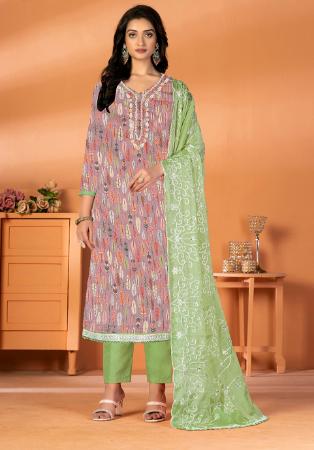 Picture of Beauteous Cotton Rosy Brown Straight Cut Salwar Kameez
