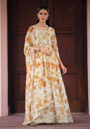 Picture of Shapely Georgette Off White Readymade Salwar Kameez