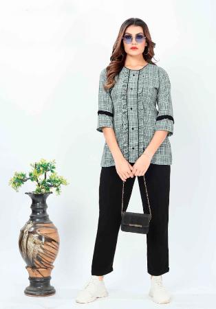 Picture of Bewitching Cotton Light Slate Grey Kurtis & Tunic