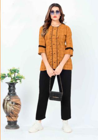 Picture of Shapely Cotton Saddle Brown Kurtis & Tunic