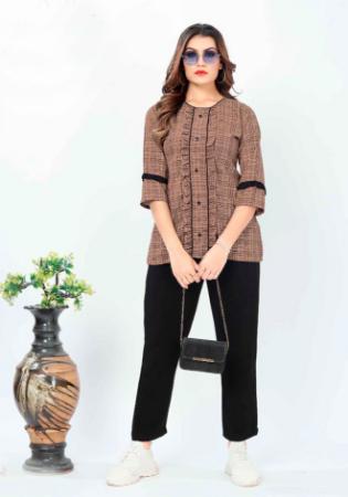 Picture of Wonderful Cotton Rosy Brown Kurtis & Tunic