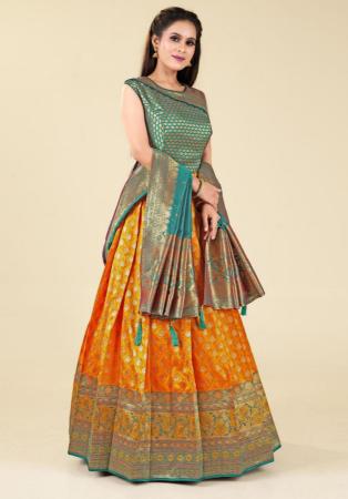Picture of Comely Silk Golden Rod Readymade Gown