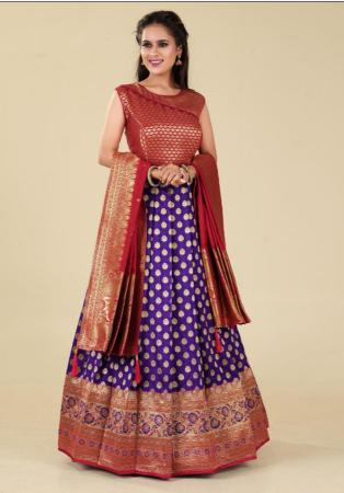 Picture of Comely Silk Purple Readymade Gown