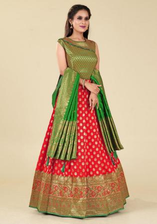 Picture of Good Looking Silk Crimson Readymade Gown