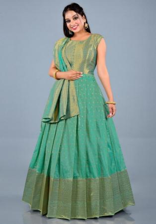 Picture of Fine Silk Cadet Blue Readymade Gown