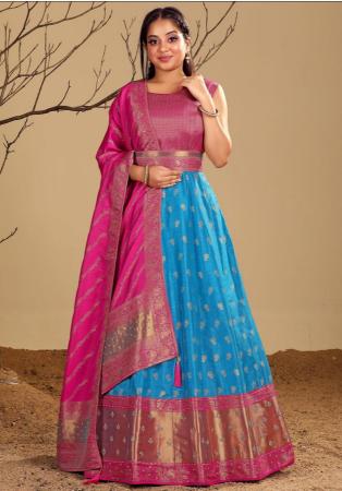 Picture of Stunning Silk Steel Blue Readymade Gown