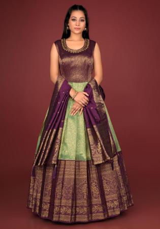 Picture of Sightly Silk Dark Khaki Readymade Gown