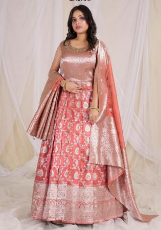 Picture of Radiant Silk Light Coral Readymade Gown