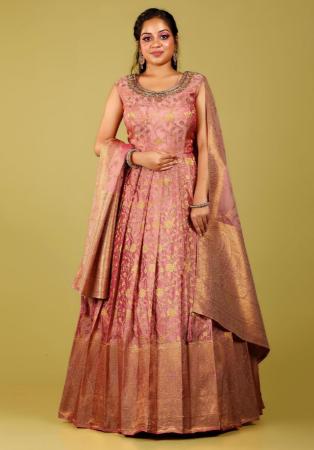 Picture of Enticing Silk Dark Salmon Readymade Gown
