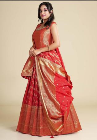 Picture of Fascinating Silk Indian Red Readymade Gown