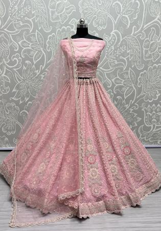 Picture of Gorgeous Organza Rosy Brown Lehenga Choli