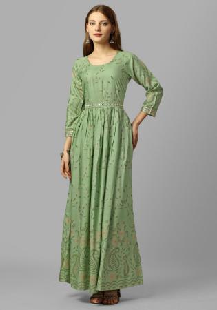 Picture of Well Formed Rayon Dark Sea Green Kurtis & Tunic