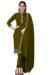 Picture of Well Formed Silk Olive Straight Cut Salwar Kameez