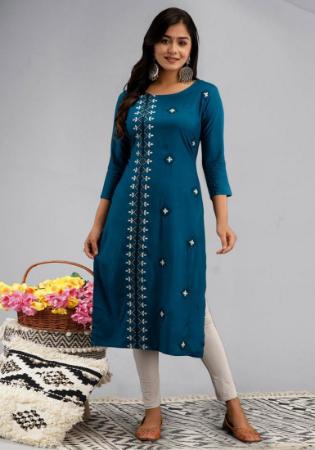 Picture of Grand Rayon Navy Blue Kurtis & Tunic