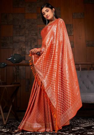 Picture of Elegant Silk Fire Brick Saree