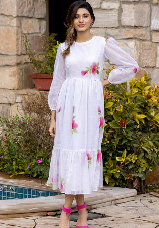 Picture of Enticing Georgette White Kurtis & Tunic