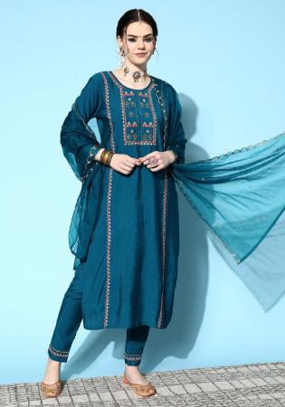 Picture of Well Formed Rayon Teal Readymade Salwar Kameez