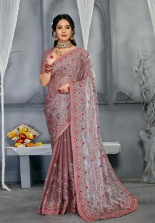 Picture of Fascinating Georgette Rosy Brown Saree